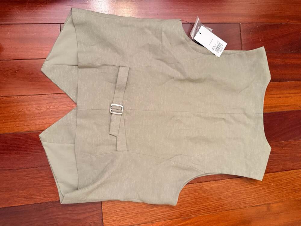 NWT Nine West Women's Sand Khaki Lyocell Blend Tailored Waistcoat Vest - Picture 4 of 7